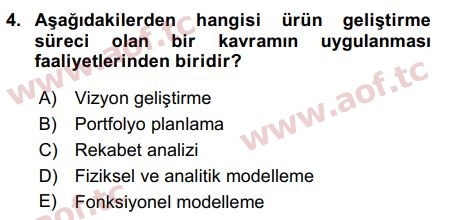 2017 Girişimcilik ve İş Kurma Final 4. Çıkmış Sınav Sorusu