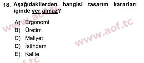 2018 Girişimcilik ve İş Kurma Arasınav 18. Çıkmış Sınav Sorusu