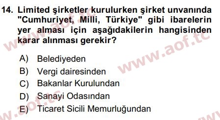 2018 Girişimcilik ve İş Kurma Final 14. Çıkmış Sınav Sorusu