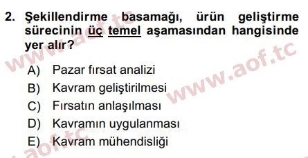 2018 Girişimcilik ve İş Kurma Final 2. Çıkmış Sınav Sorusu