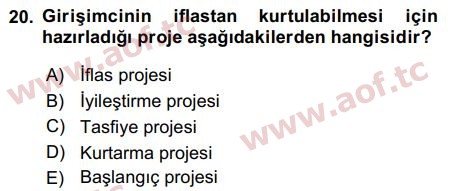 2018 Girişimcilik ve İş Kurma Final 20. Çıkmış Sınav Sorusu