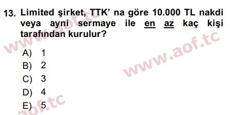 2019 Girişimcilik ve İş Kurma Final 13. Çıkmış Sınav Sorusu