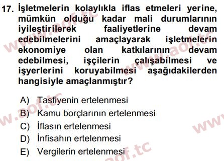 2019 Girişimcilik ve İş Kurma Final 17. Çıkmış Sınav Sorusu