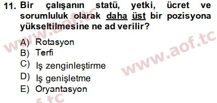 2015 İnsan Kaynakları Yönetimi Arasınav 11. Çıkmış Sınav Sorusu