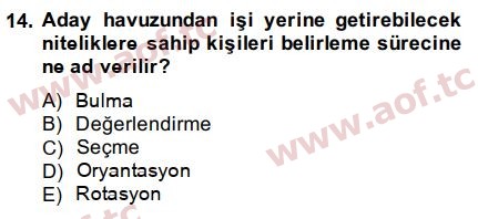 2015 İnsan Kaynakları Yönetimi Arasınav 14. Çıkmış Sınav Sorusu