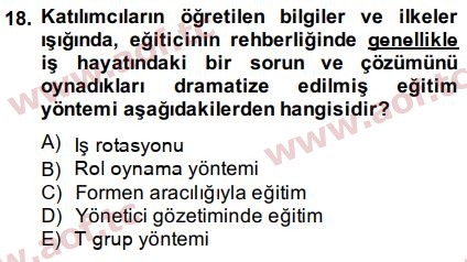 2015 İnsan Kaynakları Yönetimi Arasınav 18. Çıkmış Sınav Sorusu