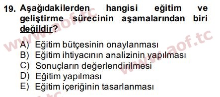 2015 İnsan Kaynakları Yönetimi Arasınav 19. Çıkmış Sınav Sorusu