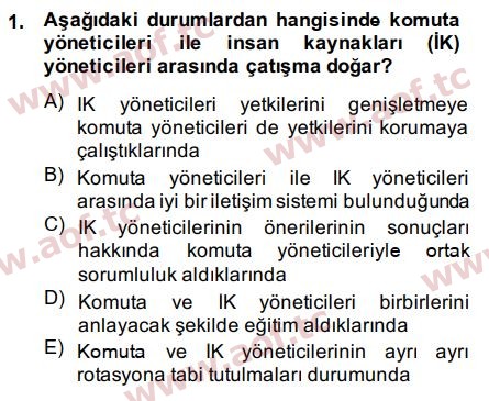 2015 İnsan Kaynakları Yönetimi Final 1. Çıkmış Sınav Sorusu