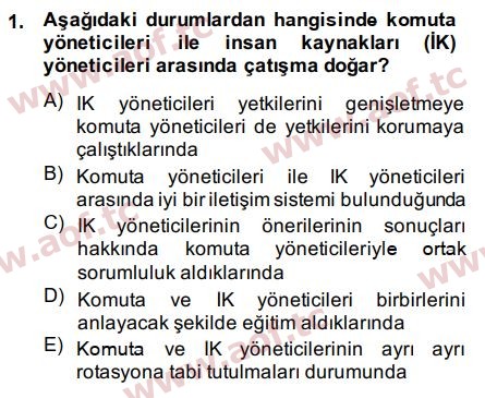 2015 İnsan Kaynakları Yönetimi Final 1. Çıkmış Sınav Sorusu