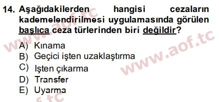 2015 İnsan Kaynakları Yönetimi Final 14. Çıkmış Sınav Sorusu