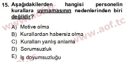 2015 İnsan Kaynakları Yönetimi Final 15. Çıkmış Sınav Sorusu