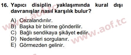 2015 İnsan Kaynakları Yönetimi Final 16. Çıkmış Sınav Sorusu