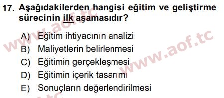 2016 İnsan Kaynakları Yönetimi Arasınav 17. Çıkmış Sınav Sorusu