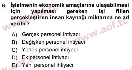 2016 İnsan Kaynakları Yönetimi Arasınav 6. Çıkmış Sınav Sorusu