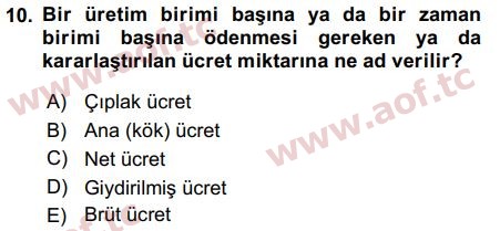 2016 İnsan Kaynakları Yönetimi Final 10. Çıkmış Sınav Sorusu