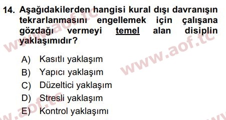 2016 İnsan Kaynakları Yönetimi Final 14. Çıkmış Sınav Sorusu