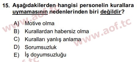 2016 İnsan Kaynakları Yönetimi Final 15. Çıkmış Sınav Sorusu