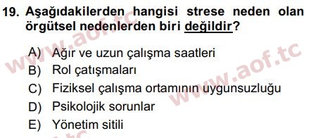 2016 İnsan Kaynakları Yönetimi Final 19. Çıkmış Sınav Sorusu