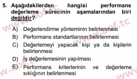 2016 İnsan Kaynakları Yönetimi Final 5. Çıkmış Sınav Sorusu