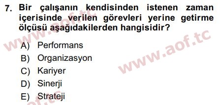 2016 İnsan Kaynakları Yönetimi Final 7. Çıkmış Sınav Sorusu