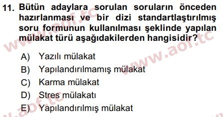 2017 İnsan Kaynakları Yönetimi Arasınav 11. Çıkmış Sınav Sorusu