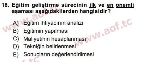 2017 İnsan Kaynakları Yönetimi Arasınav 18. Çıkmış Sınav Sorusu