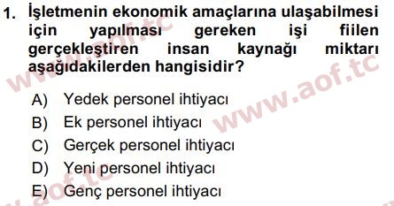 2017 İnsan Kaynakları Yönetimi Final 1. Çıkmış Sınav Sorusu