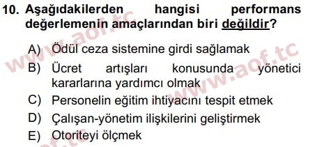 2017 İnsan Kaynakları Yönetimi Final 10. Çıkmış Sınav Sorusu