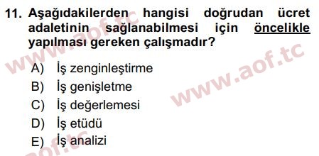 2017 İnsan Kaynakları Yönetimi Final 11. Çıkmış Sınav Sorusu