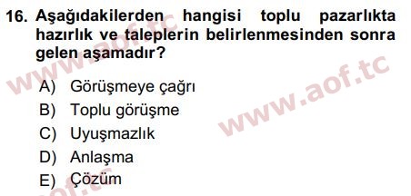 2017 İnsan Kaynakları Yönetimi Final 16. Çıkmış Sınav Sorusu