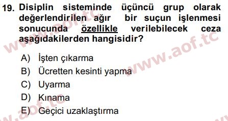 2017 İnsan Kaynakları Yönetimi Final 19. Çıkmış Sınav Sorusu