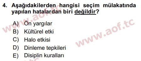 2017 İnsan Kaynakları Yönetimi Final 4. Çıkmış Sınav Sorusu