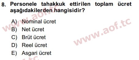 2017 İnsan Kaynakları Yönetimi Final 8. Çıkmış Sınav Sorusu