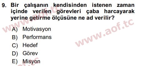 2017 İnsan Kaynakları Yönetimi Final 9. Çıkmış Sınav Sorusu