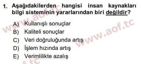 2018 İnsan Kaynakları Yönetimi Arasınav 1. Çıkmış Sınav Sorusu