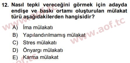 2018 İnsan Kaynakları Yönetimi Arasınav 12. Çıkmış Sınav Sorusu