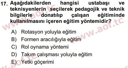 2018 İnsan Kaynakları Yönetimi Arasınav 17. Çıkmış Sınav Sorusu