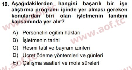 2018 İnsan Kaynakları Yönetimi Arasınav 19. Çıkmış Sınav Sorusu