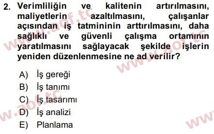 2018 İnsan Kaynakları Yönetimi Arasınav 2. Çıkmış Sınav Sorusu