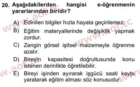 2018 İnsan Kaynakları Yönetimi Arasınav 20. Çıkmış Sınav Sorusu