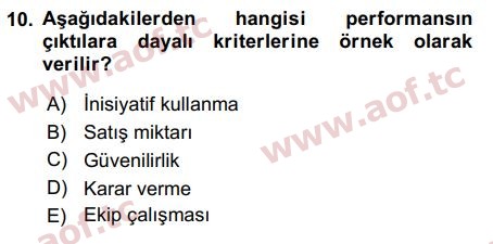 2018 İnsan Kaynakları Yönetimi Final 10. Çıkmış Sınav Sorusu