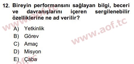 2018 İnsan Kaynakları Yönetimi Final 12. Çıkmış Sınav Sorusu