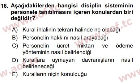 2018 İnsan Kaynakları Yönetimi Final 16. Çıkmış Sınav Sorusu