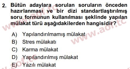 2018 İnsan Kaynakları Yönetimi Final 2. Çıkmış Sınav Sorusu