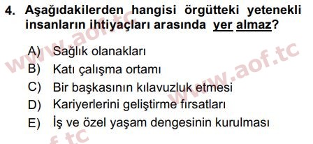 2018 İnsan Kaynakları Yönetimi Final 4. Çıkmış Sınav Sorusu