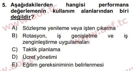 2018 İnsan Kaynakları Yönetimi Final 5. Çıkmış Sınav Sorusu