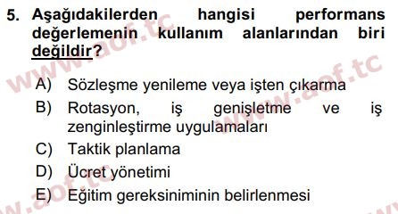 2018 İnsan Kaynakları Yönetimi Final 5. Çıkmış Sınav Sorusu