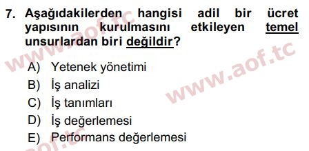 2018 İnsan Kaynakları Yönetimi Final 7. Çıkmış Sınav Sorusu