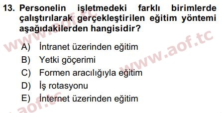 2019 İnsan Kaynakları Yönetimi Arasınav 13. Çıkmış Sınav Sorusu