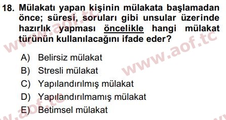 2019 İnsan Kaynakları Yönetimi Arasınav 18. Çıkmış Sınav Sorusu